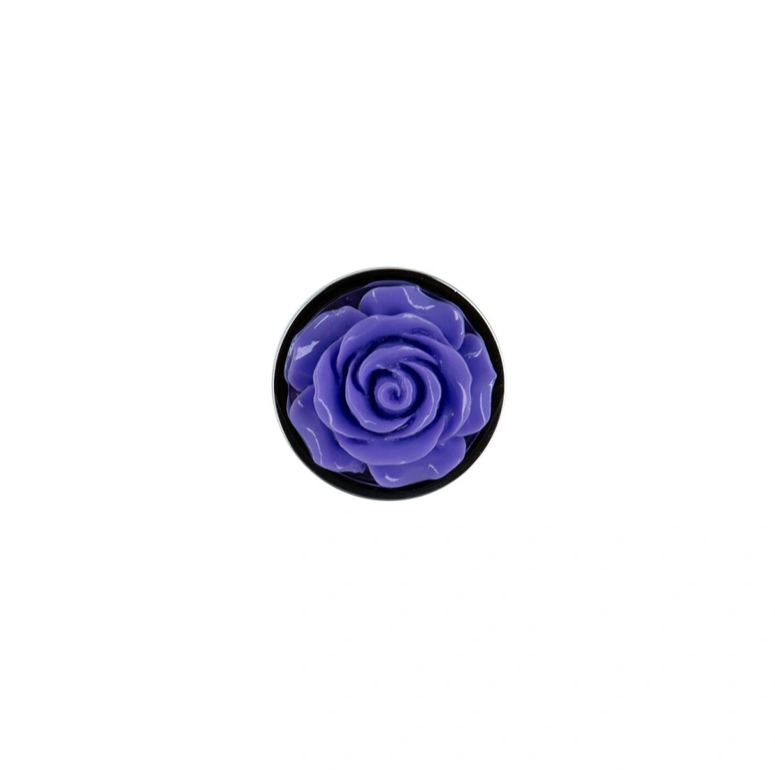 Металлическая анальная пробка Lux Active с розой - Rose Anal Plug - Purple, вибропуля в подарок фото 3