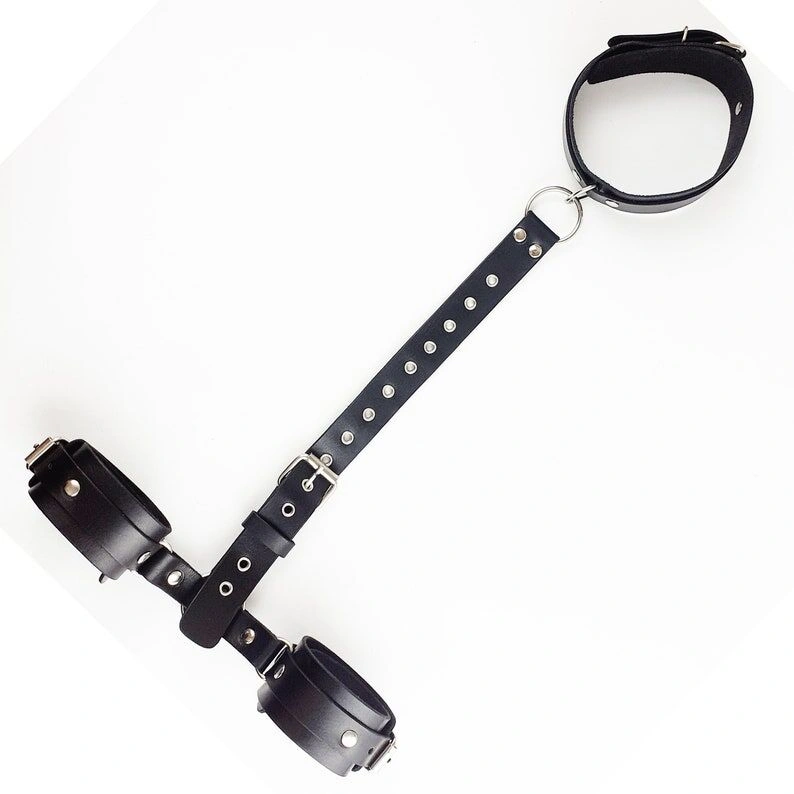 Фиксаторы для шеи и рук Art of Sex - Bondage Set из натуральной кожи, цвет черный фото 6