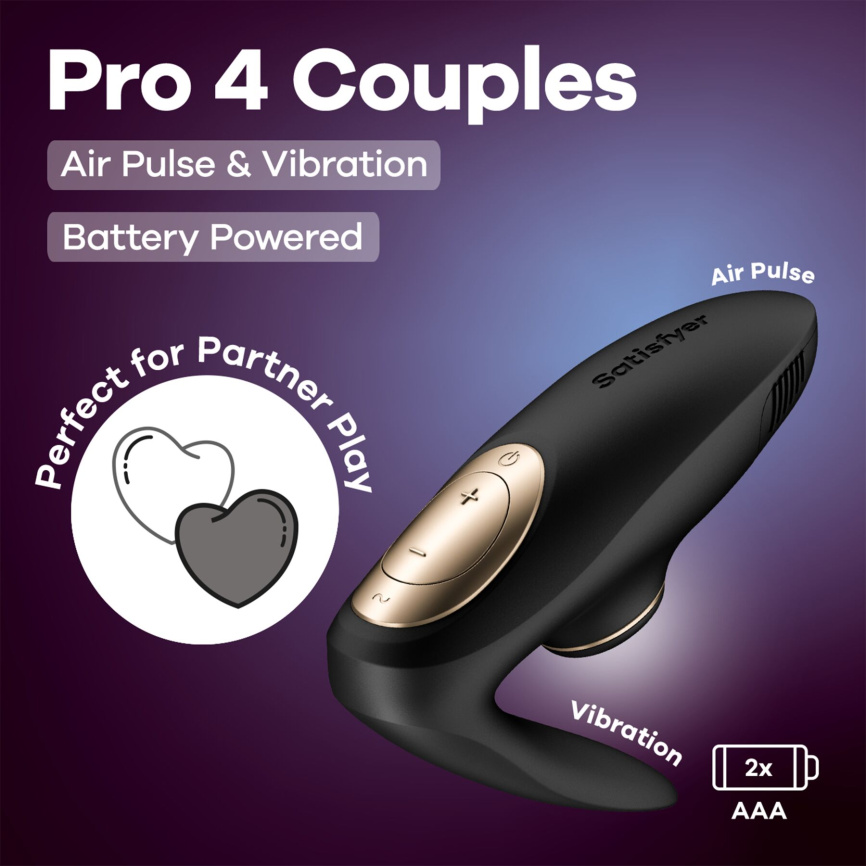 Вакуумний вібратор для пар Satisfyer Pro 4 Couples Battery Series, підходить для сексу у парі фото 6