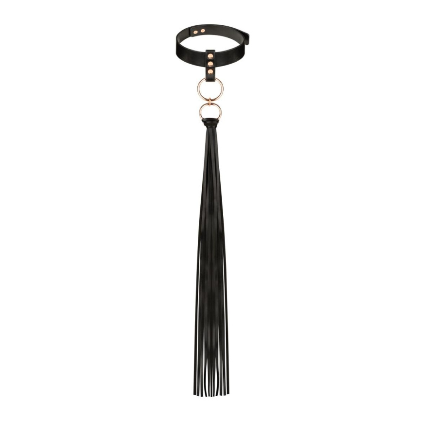 Нашийник с флогером Rosy Gold - Collar with Flogger - Black фото 1