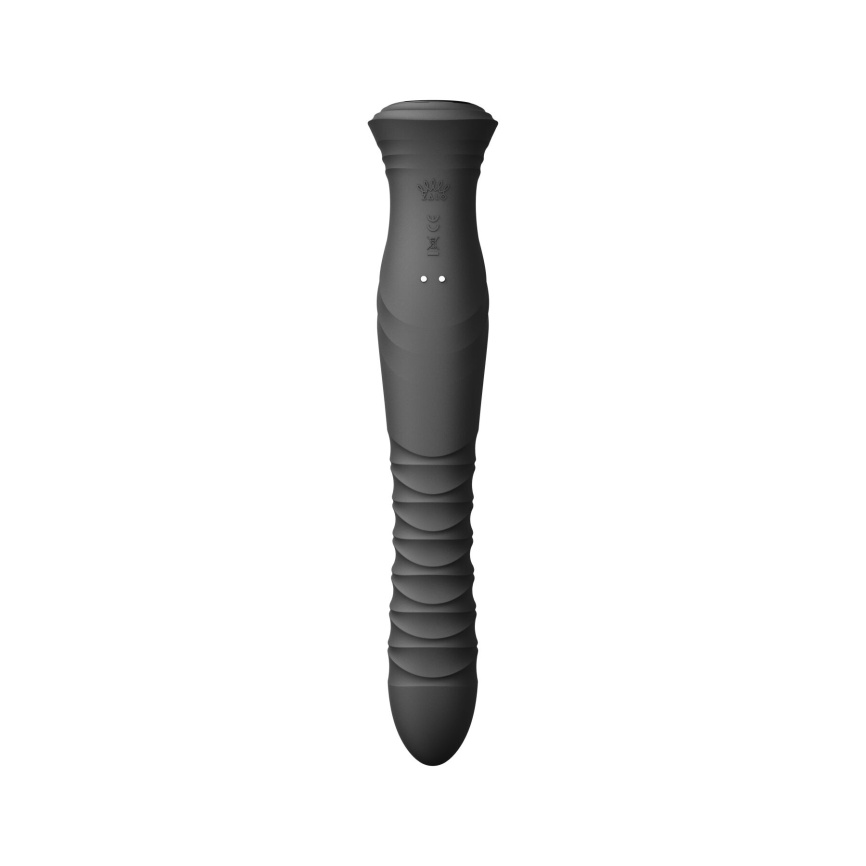 Смарт пульсатор-кролик з вібрацією Zalo Mose 2 Obsidian Black, підігрів до 42 °C, кристал Swarovski фото 7