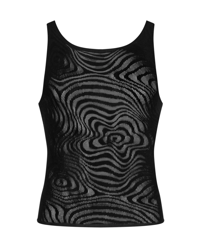 Мужская полупрозрачная майка-борцовка с узором Obsessive T103 tank top S/M/L, черная фото 5