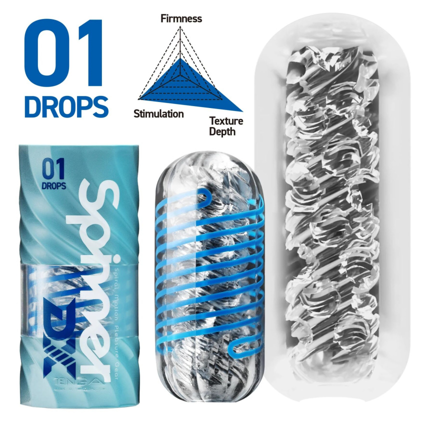 Мастурбатор Tenga Spinner DX 01 Drops, з пружною стимулювальною спіраллю всередині, ніжний вплив фото 2