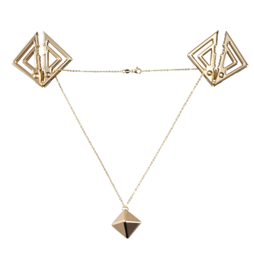 Затискачі для сосків з важкою підвіскою LOCKINK Adjustable Nipple Clamps with Heavy Pendant, під золото фото 1