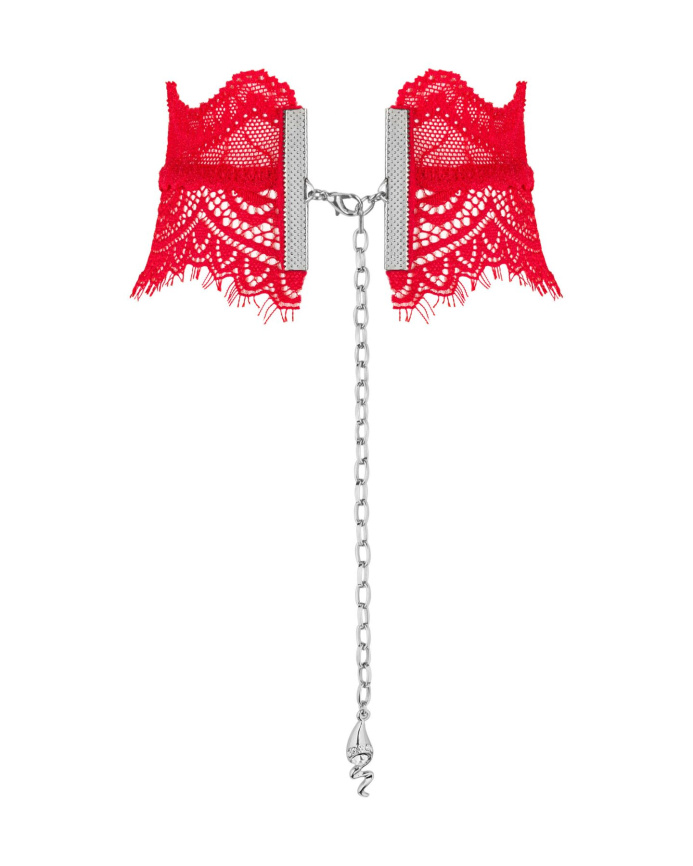Широкий мереживний чокер Obsessive Bergamore choker, red фото 2