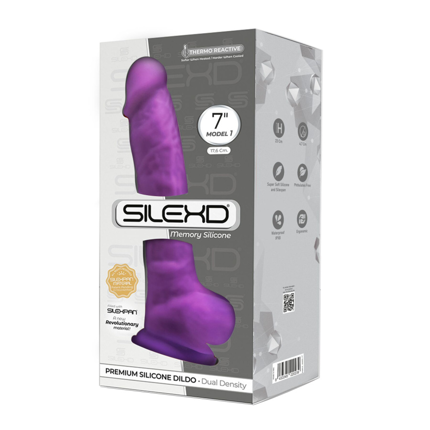Фалоімітатор SilexD Johnny Purple (MODEL 1 size 7in), двошаровий, силікон+Silexpan, діаметр 3,8 см фото 2
