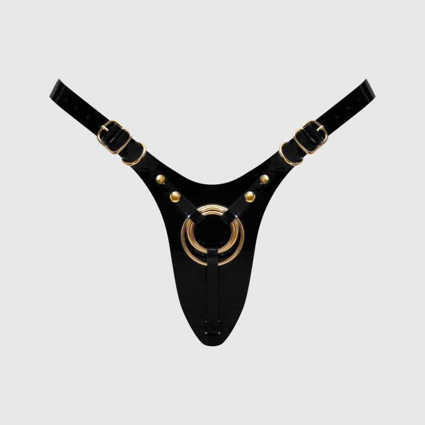 Трусики для страпона Strap-On-Me Leatherette Harness Fabulous - One Size - Black Glossy фото 1