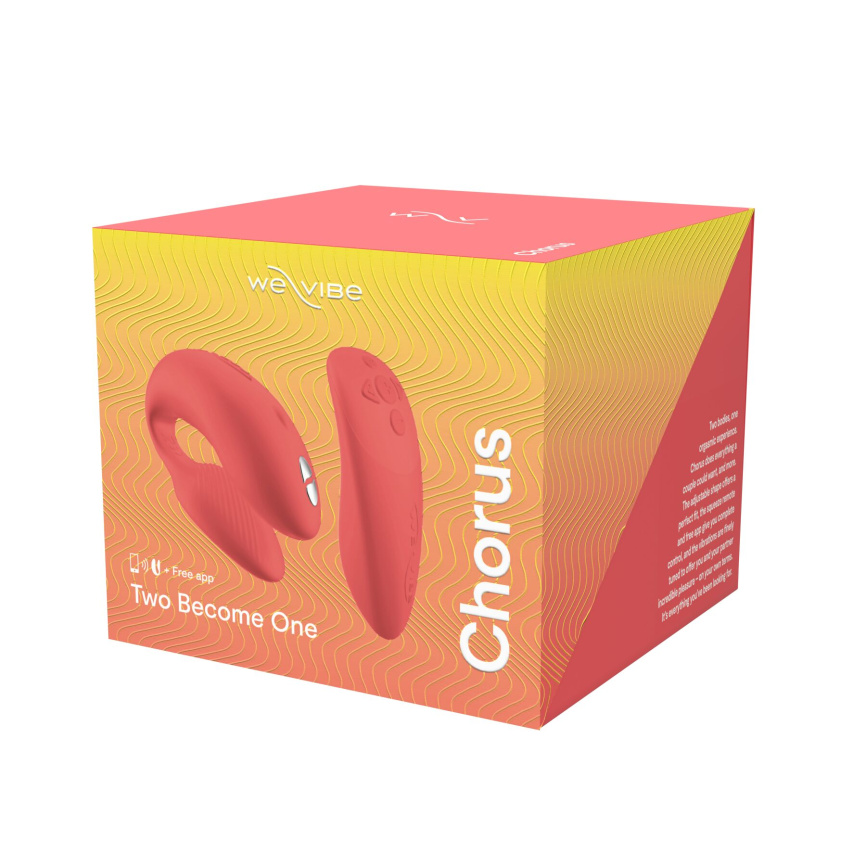 Смарт-вібратор для пар We-Vibe Chorus Crave Coral, сенсорне керування вібраціями стисненням пульта	 фото 9