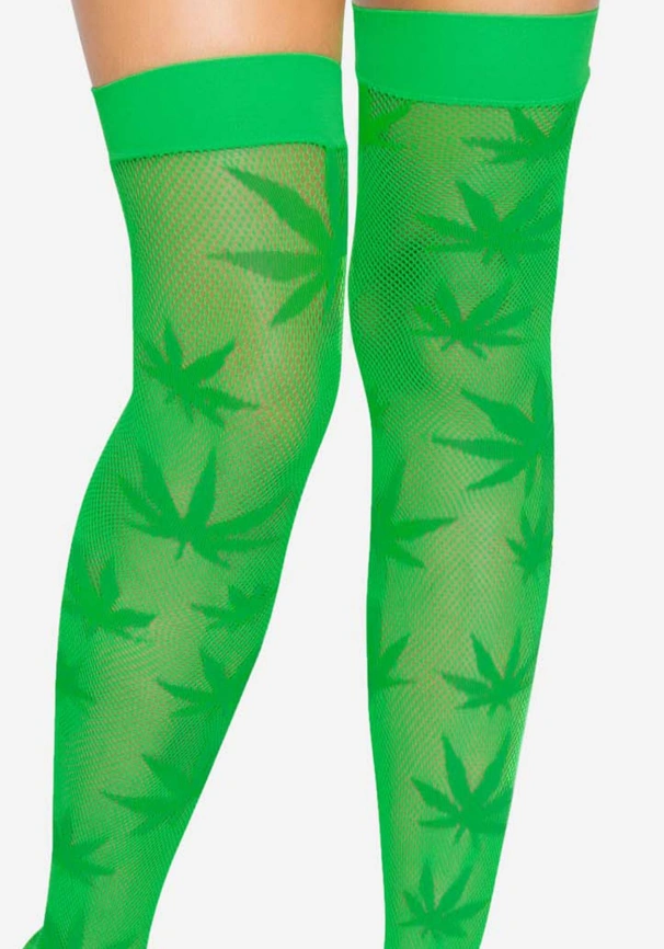 Чулки с рисунком Leg Avenue 420 Net thigh highs Green фото 3