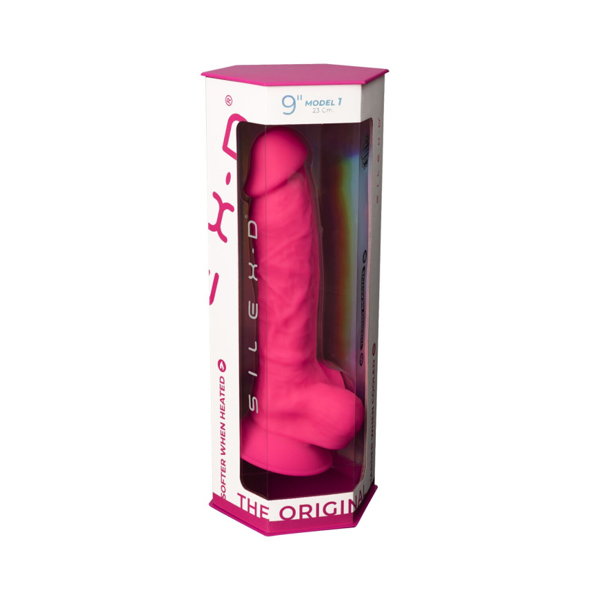 Фалоімітатор SilexD Tomas Pink (MODEL 1 size 9in), двошаровий, силікон + Silexpan, діаметр 4,9см фото 10