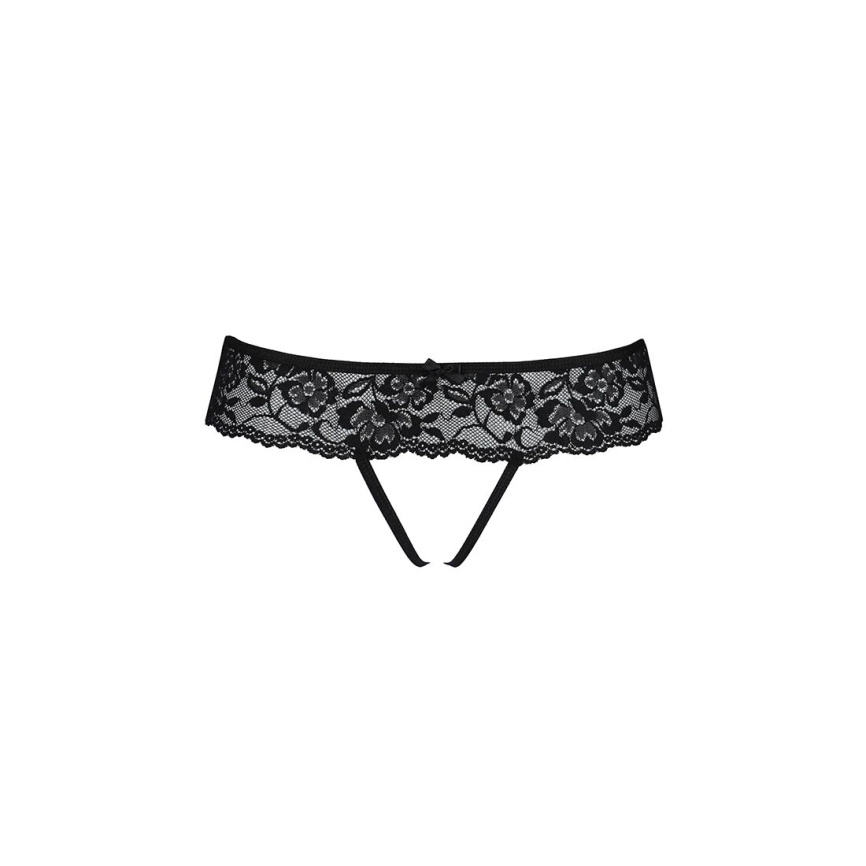 Мереживні стрінги з доступом Passion SENIA THONG L/XL, black фото 5