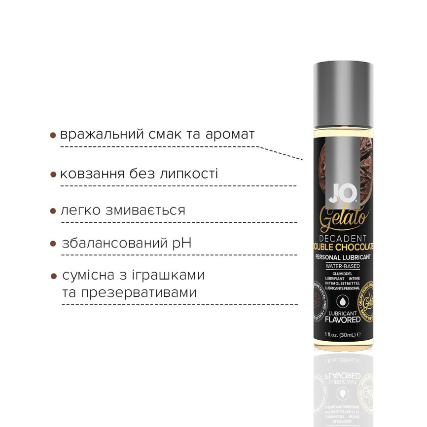 Змазка на водній основі JO GELATO Double Chocolate (30 мл) без цукру, парабенів та гліколю фото 3