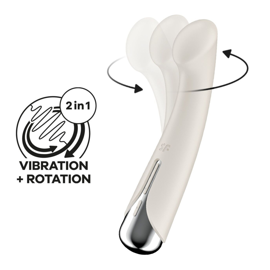 Вібратор з ротацією Satisfyer Spinning G-Spot 1 Beige, плоский майданчик для стимуляції точки G фото 1