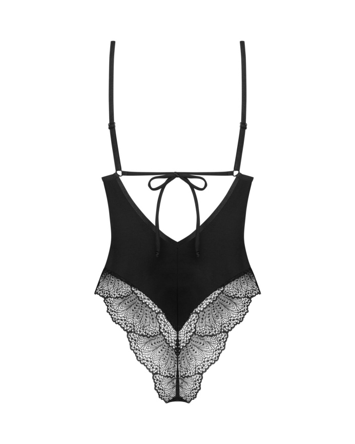 Тедді Obsessive Lobellis teddy, M/L, чорне, ліф з м’якою чашкою, відкрита спина, низ-стрінги фото 4