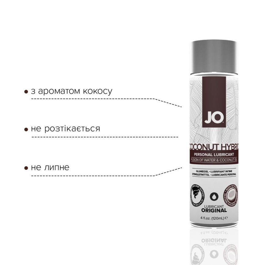 Змазка-крем з кокосовою олією JO Coconut Hybrid ORIGINAL (120 мл) біла фото 7