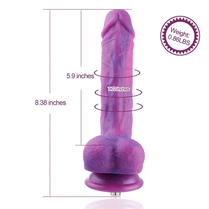 Фаллоимитатор 8.2″ с вибрацией для секс-машин Hismith Purple Silicone Dildo with Vibe, KlicLok фото 3