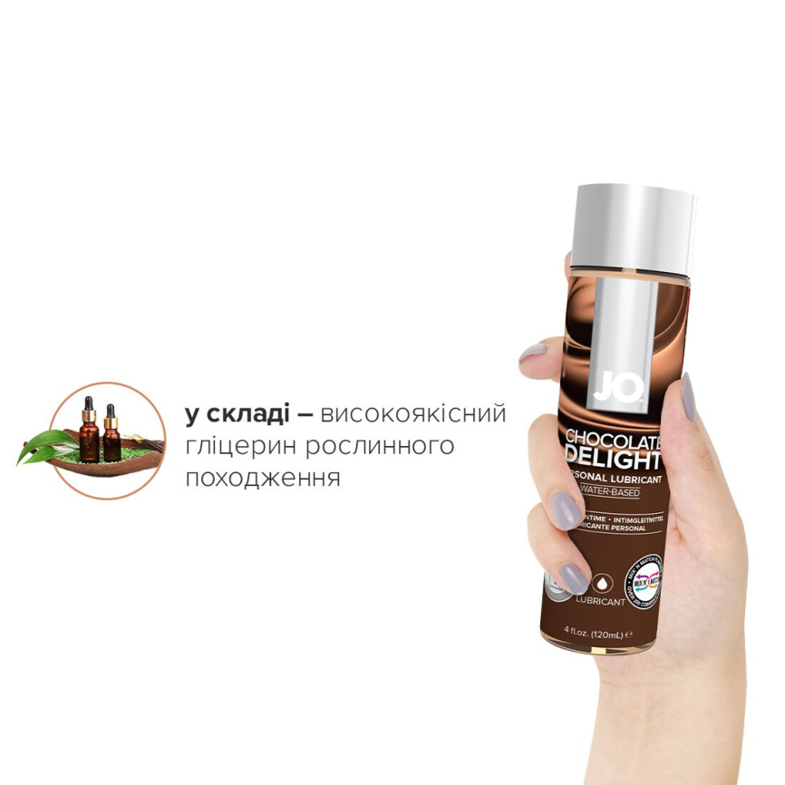 Змазка на водній основі JO H2O — Chocolate Delight (120 мл) без цукру, рослинний гліцерин фото 4