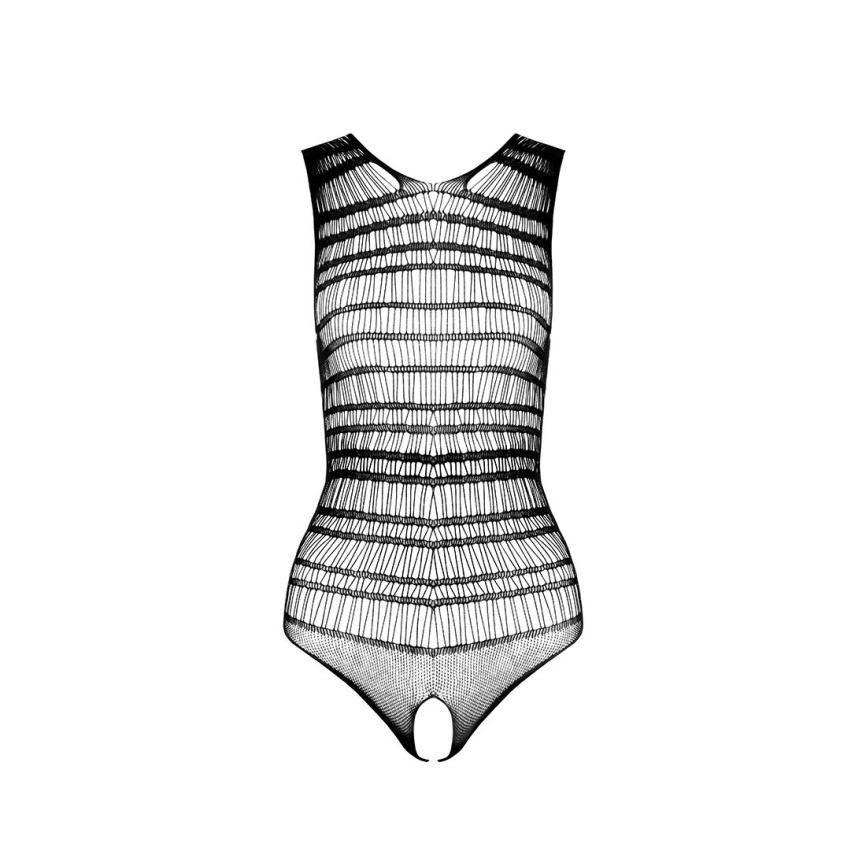 Бодістокінг з доступом Passion BS086 black, вертикальна сітка, виріз на спинці фото 5