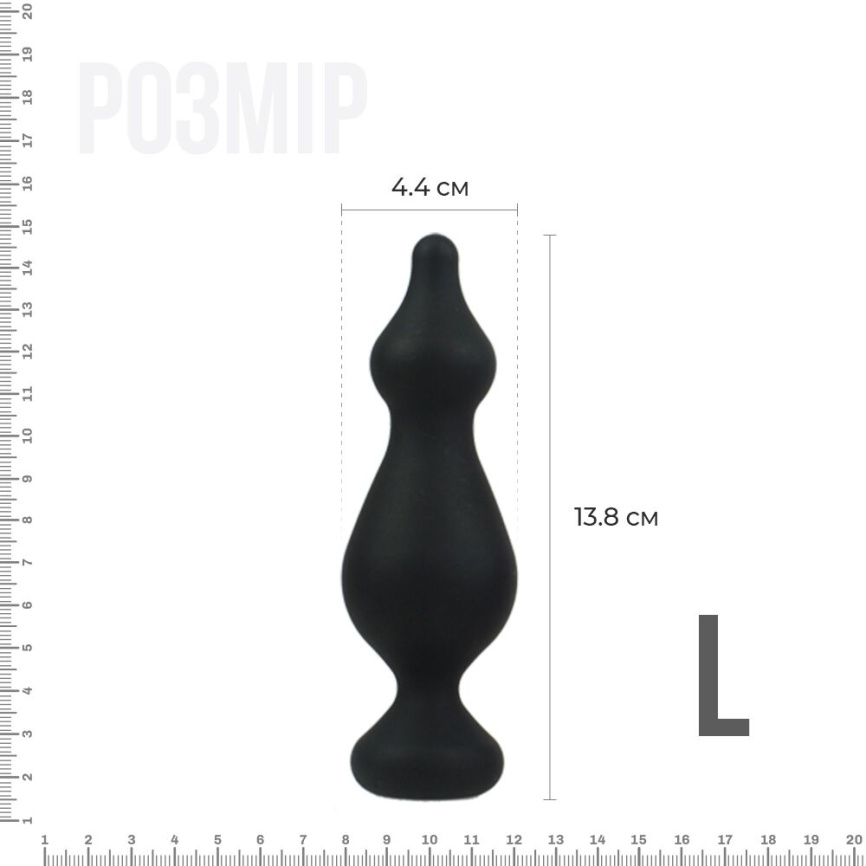 Анальна пробка Adrien Lastic Amuse Big Black (L) з двома переходами, макс. діаметр 4,4 см фото 2
