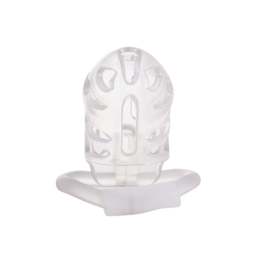Клітка для пеніса LOCKINK SEVANDA Plastic Penis Chastity Cage, прозора, 3 кільця різних розмірів фото 4