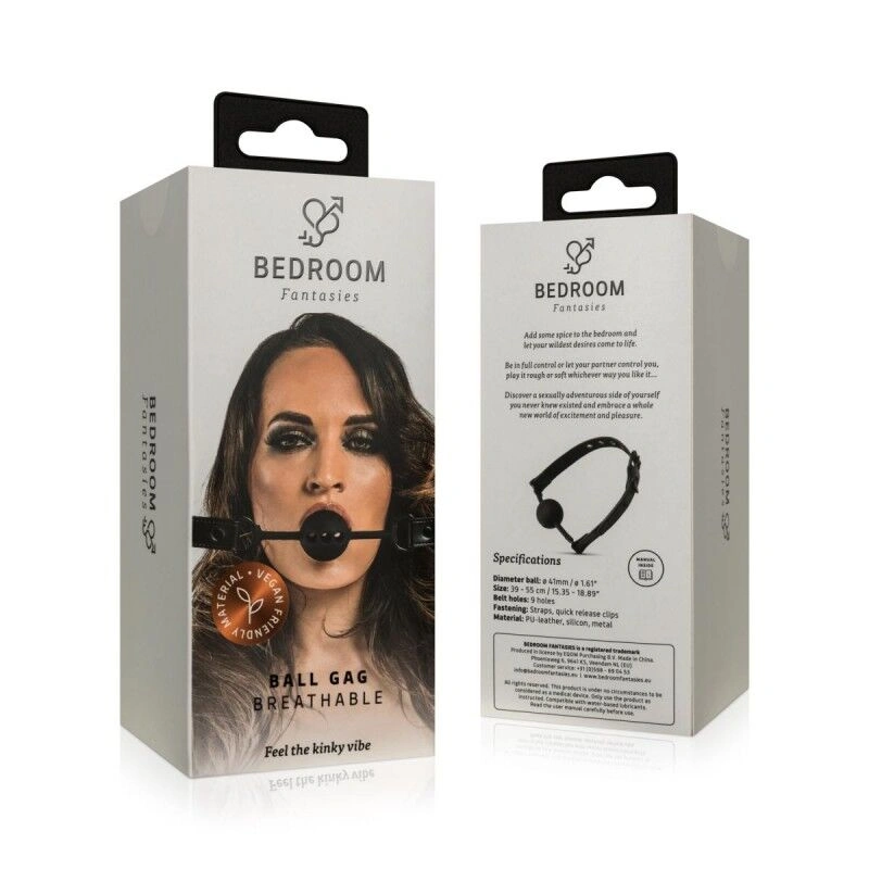 Воздухопроницаемый кляп Bedroom Fantasies: Breathable Silicone Ball Gag, черный фото 8