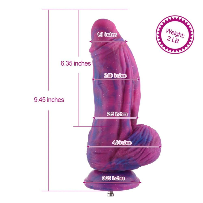 Фалоімітатор для секс-машин Hismith 9.45″ Silicone Fantasy Series Dildo, система кріплення KlicLok фото 5