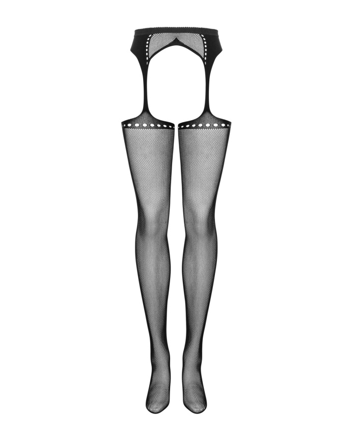 Сітчасті панчохи-стокінги зі стрілкою Obsessive Garter stockings S314 S/M/L, чорні, імітація гартері фото 5