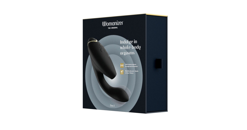 Подвійний вакуумний кліторальний стимулятор Womanizer Duo 2 - Black, незалежні мотори фото 9