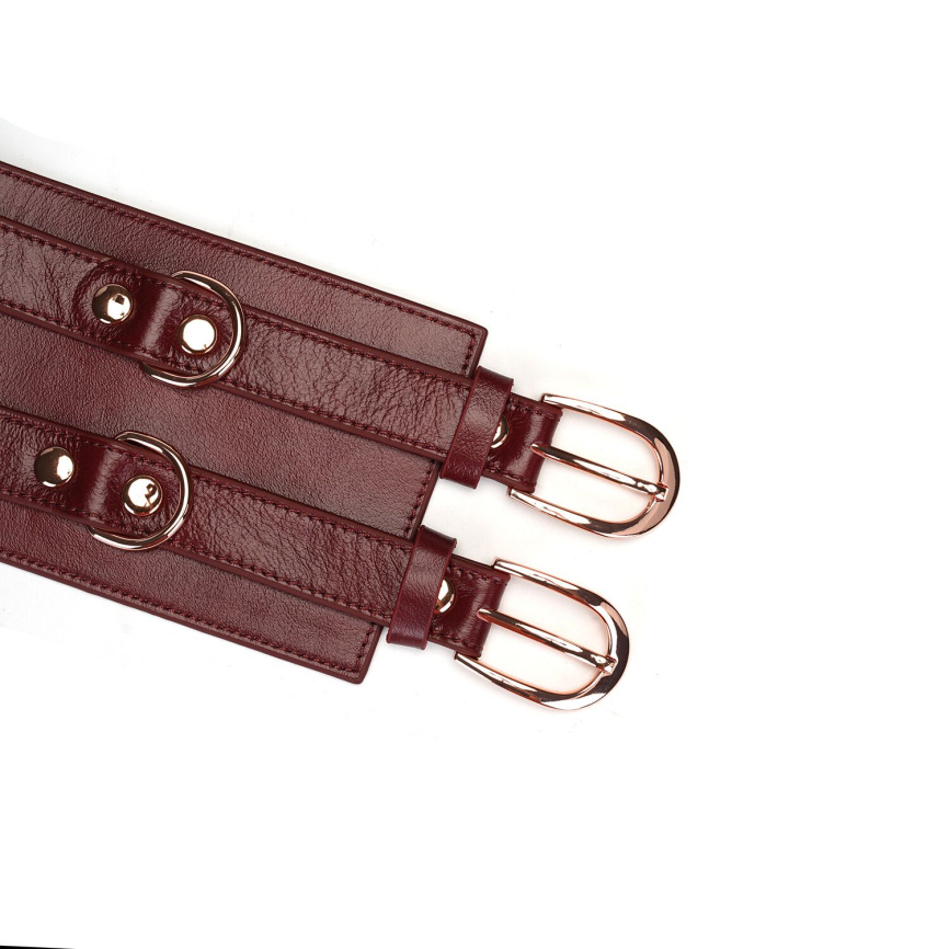 Шкіряний пояс для бондажу Liebe Seele Wine Red Waist Cuff, S Size фото 4
