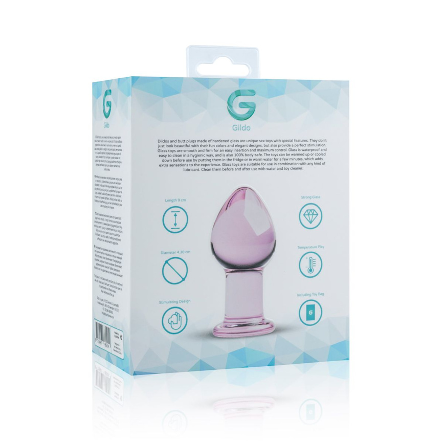 Рожева анальна пробка зі скла Gildo Pink Glass Buttplug No. 27 фото 5