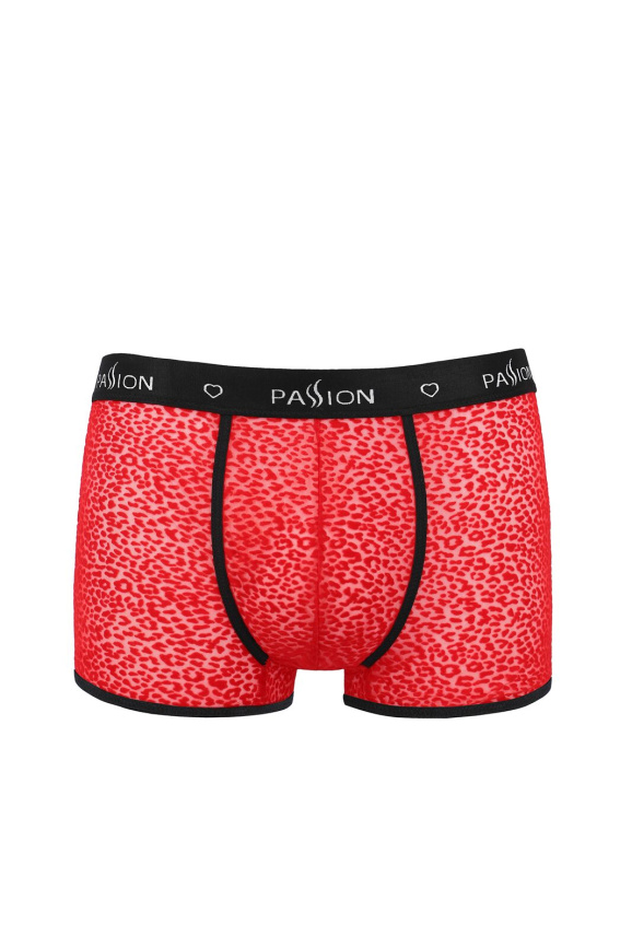 Чоловічі прозорі боксери Passion 046 SHORT PARKER L/XL Red, сітка, під леопард фото 3