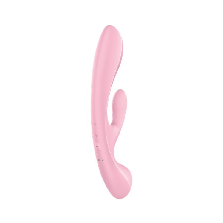 Двосторонній вібратор-кролик Satisfyer Triple Oh Pink, 3 мотори, руків’я-масажер фото 5