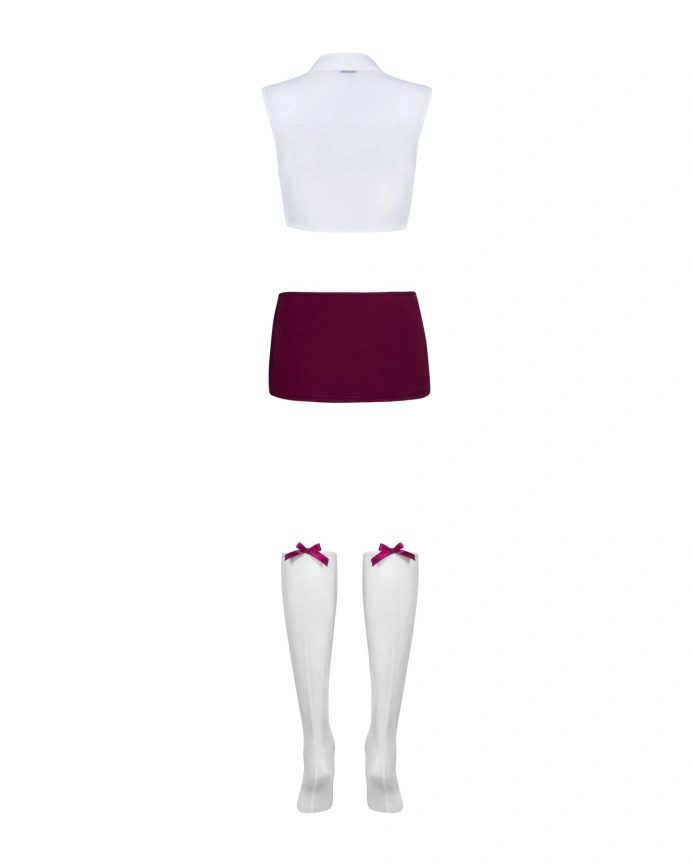 Эротический костюм студентки Obsessive Student 4 pcs costume L/XL, топ, юбка, стринги, гольфы фото 4
