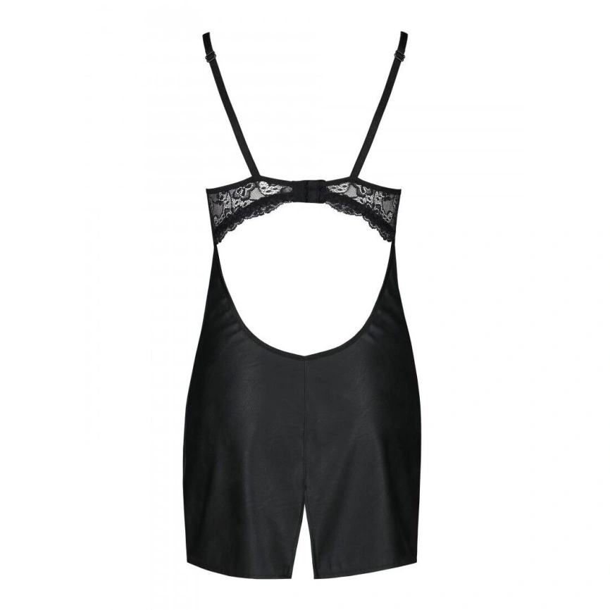 Бэби-долл из эко-кожи и кружева Passion LOONA CHEMISE XXL/XXXL, black фото 12
