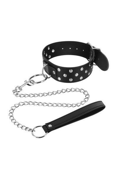 Ошейник заклепками и с поводком Fetish Tentation Rivets and Leash фото 1