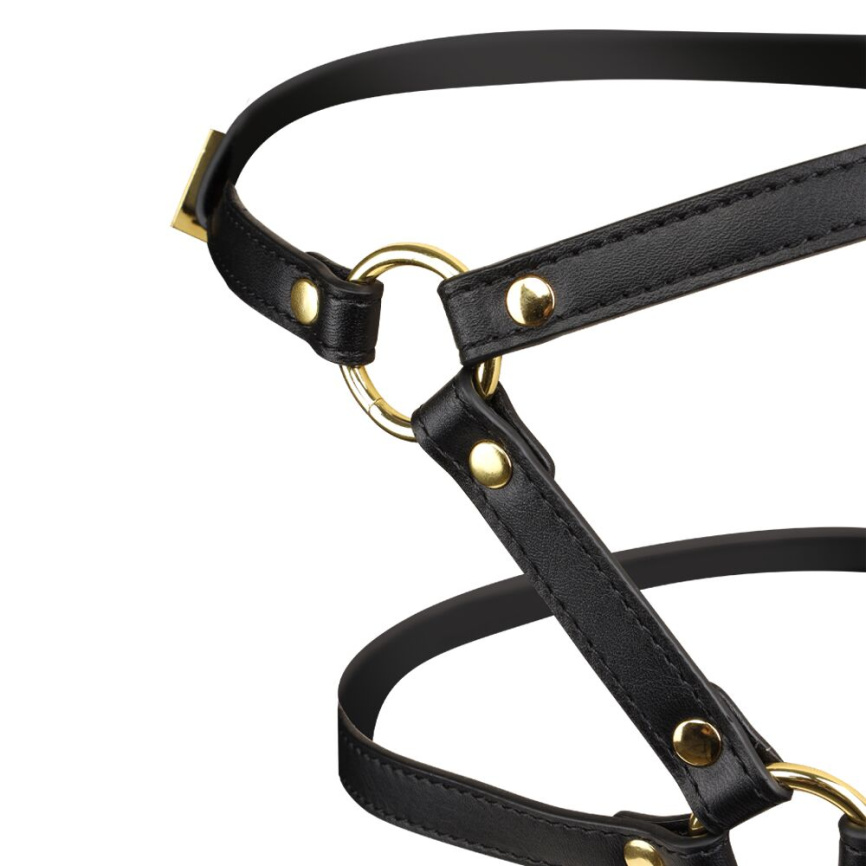 Маска-збруя для мінету LOCKINK SEVANDA Blowjob Head Harness, чорна, з м’якою вставкою у вигляді губ фото 5