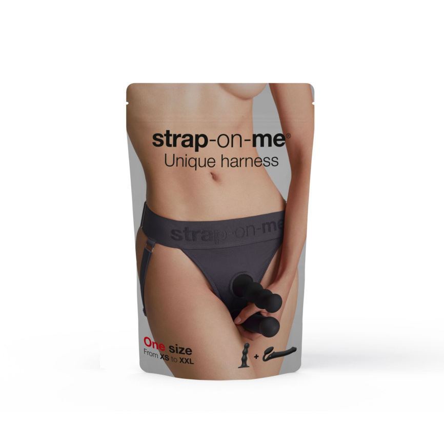 Трусики для страпона Strap-On-Me HARNAIS LINGERIE UNIQUE, One Size, сірі фото 7