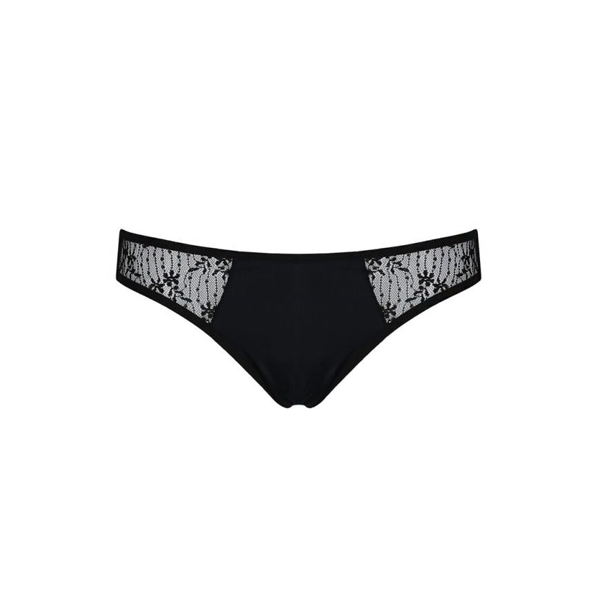 Трусики-сліпи з мереживною сіточкою Passion DINA THONG XXL/XXXL, black фото 5