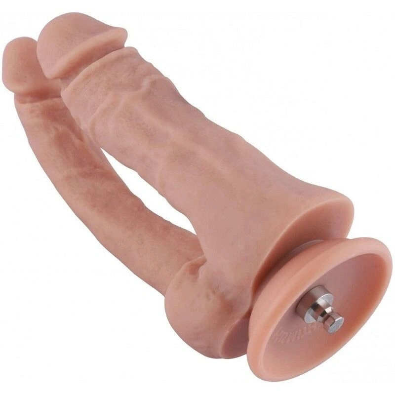 Двойной фаллоимитатор для секс-машин Hismith Double Penetrator, 9.8″, KlicLok и присоска фото 1