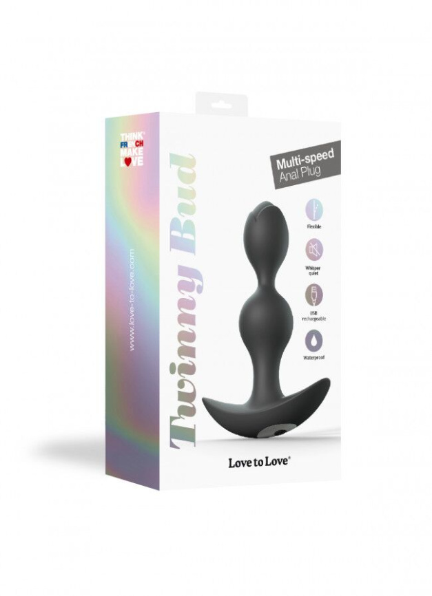Анальний стимулятор, гнучкий з вібрацією Love To Love TWINNY BUD Black фото 5