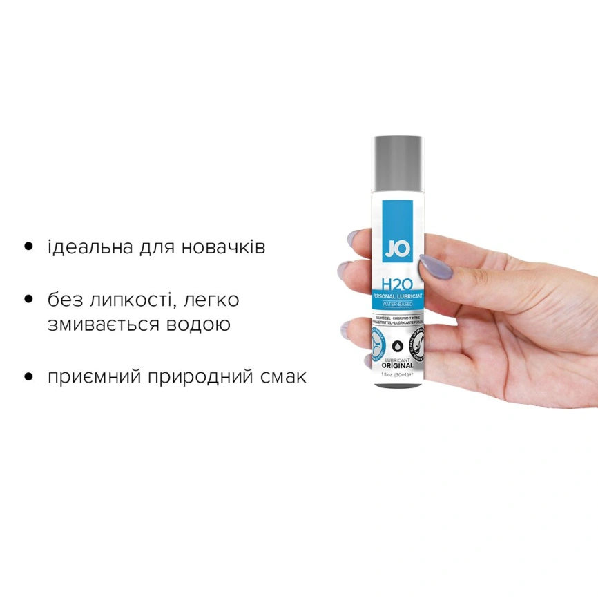 Смазка на водной основе JO H2O ORIGINAL (30 мл) маслянистая и гладкая, растительный глицерин фото 2
