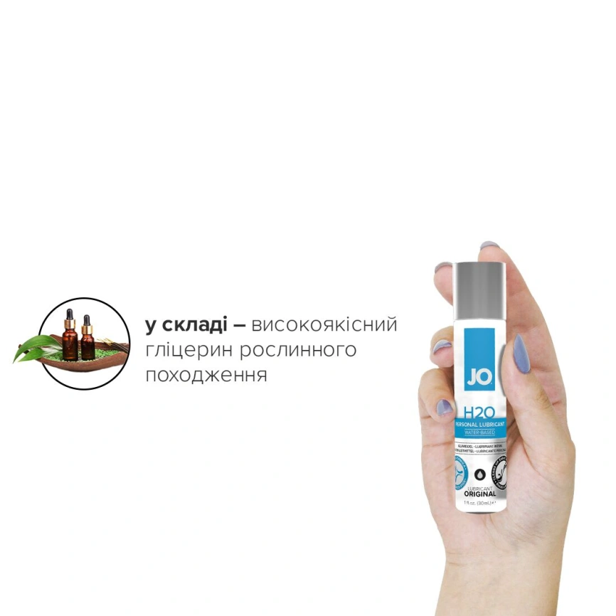 Смазка на водной основе JO H2O ORIGINAL (30 мл) маслянистая и гладкая, растительный глицерин фото 4
