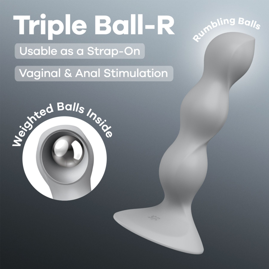 Анальний стимулятор-намистини Satisfyer Triple Ball-R Grey фото 7