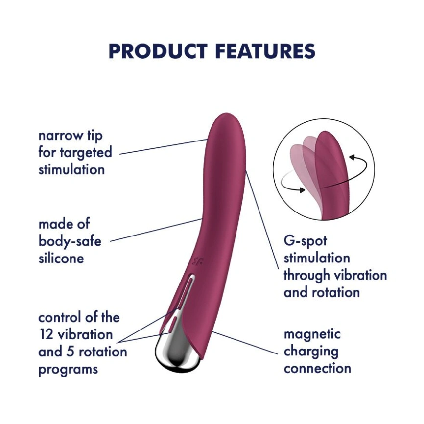 Вибратор точки G с вращением Satisfyer Spinning Vibe 1 Red, 2 мотора фото 7