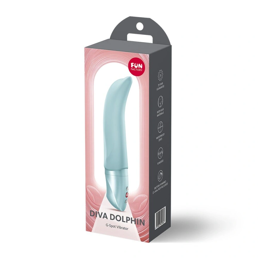 Вибратор для точки G Fun Factory Diva Dolphin Ice Blue, 10 режимов работы, на батарейках фото 8