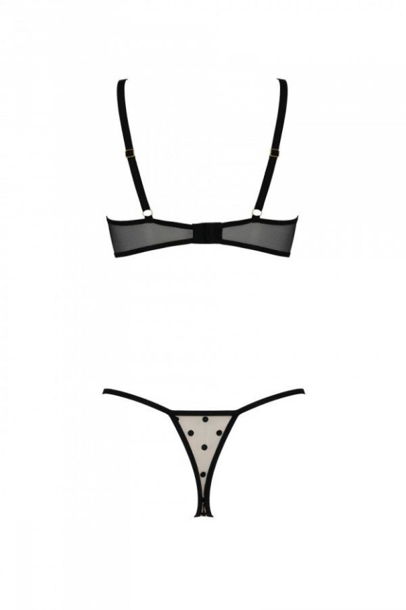Еротичний комплект Passion MARINA SET WITH OPEN BRA, XXL/XXXL, beige, відкриті чашки фото 4