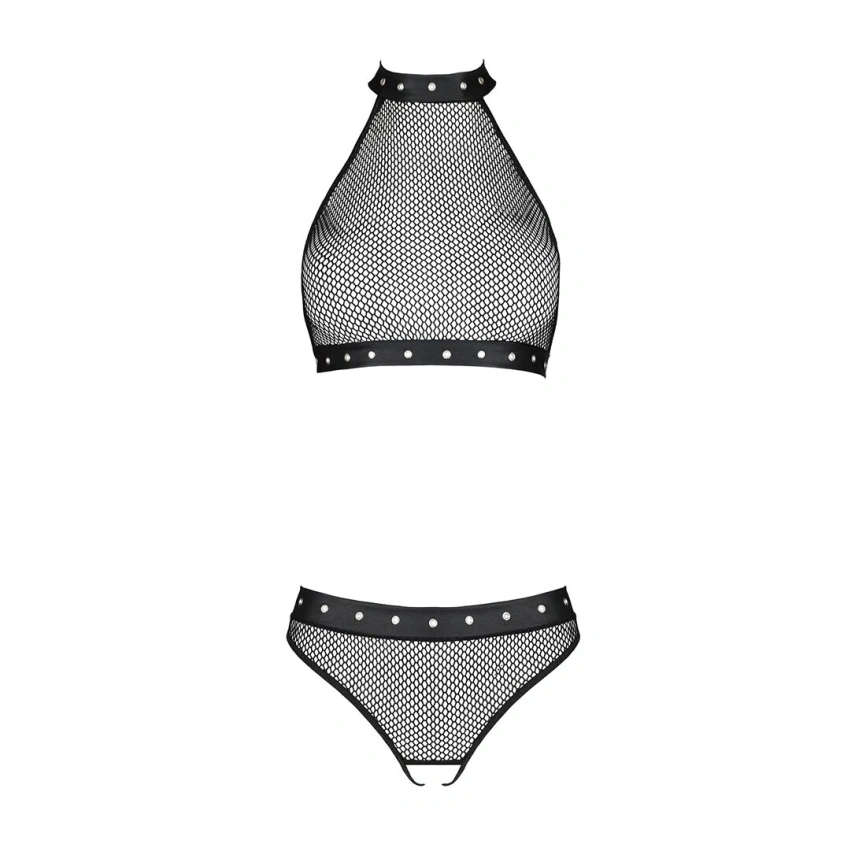 Белье с открытым доступом Passion MOONLIGHT SET S/M black, топ, стринги фото 10