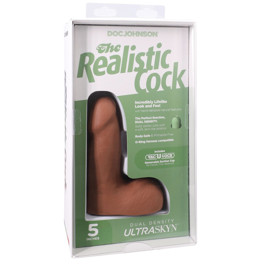 Фалоімітатор Doc Johnson The Realistic Cock ULTRASKYN - 5 Inch with Balls Caramel фото 8