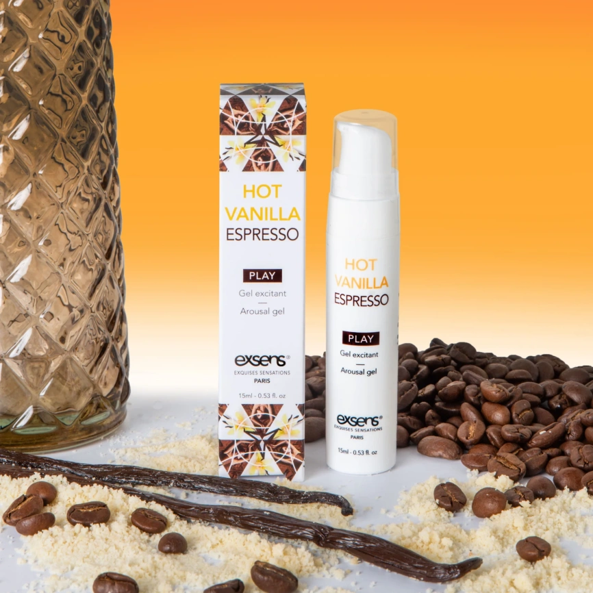 Стимулирующий гель EXSENS Kissable Hot Vanilla Espresso 15мл можно для поцелуев, охлаждающий фото 4
