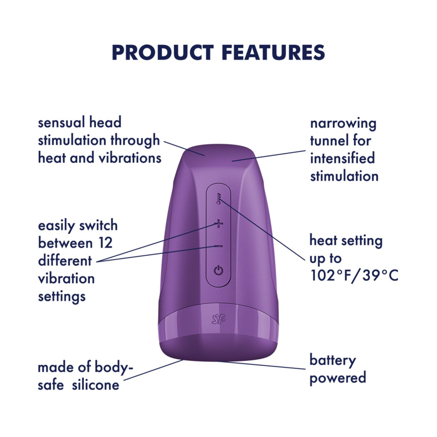 Мастурбатор Satisfyer Men Heat Vibration Battery Series імітатор мінету, підігрів та вібрація фото 6